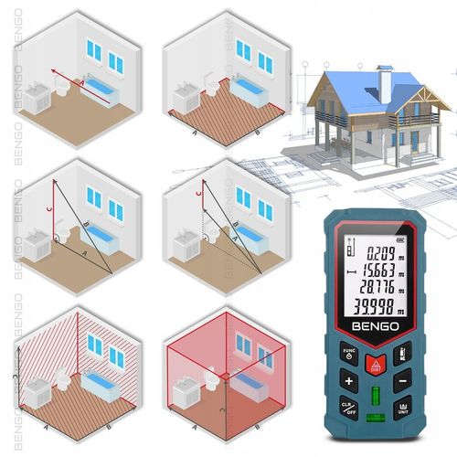 DALMIERZ LASEROWY 50m MIERNIK ODLEGŁOŚCI CYFROWY kątomierz poziomica na Arena.pl