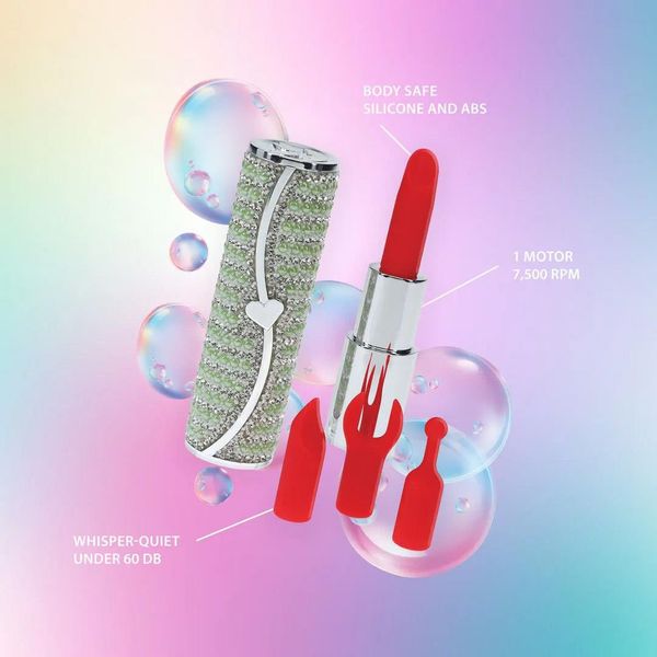 Candy - Lipstick Vibrator With 4 Attachments - Green zdjęcie 7