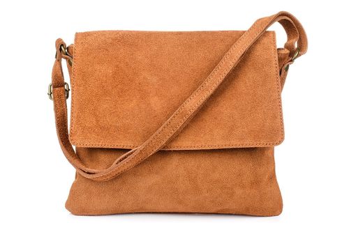 Camel Włoska Torebka damska zamszowa listonoszka z klapą B67 na Arena.pl