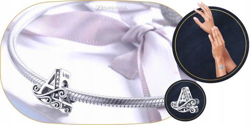 CHARMS LITERKA A srebro 925 srebrna litera koralik zawieszka charms pr S925 na Arena.pl
