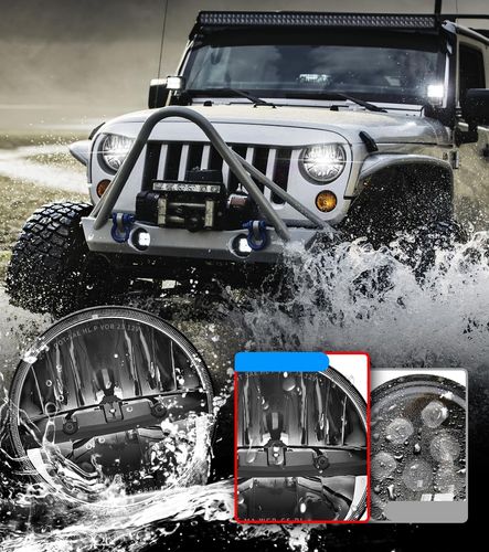 Lampy reflektory LED Braveway 7" 60W 12000lm H4-H13 Wrangler JK TJ LJ CJ H1 na Arena.pl