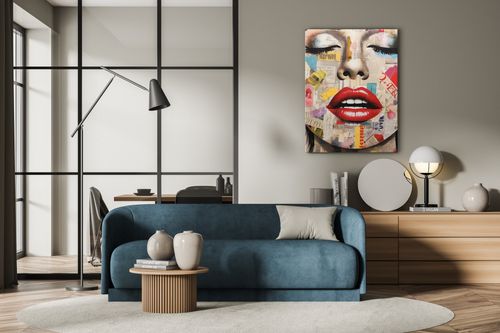 Obraz Do Salonu PORTRET Kobiety Czerwone Usta Abstrakcja 40cm x 60cm na Arena.pl