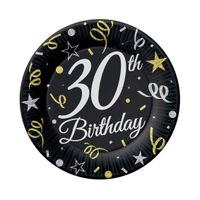 talerzyki papierowe 30-te urodziny 23cm/6szt.party