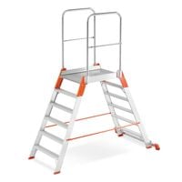 Drabina aluminiowa magazynowa mostek podest dwustronny 6 stopni 3,29m TUV