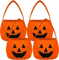 Halloweenowe Torebki na Cukierki w Kształcie Dyni Zestaw 4 szt 14x18cm