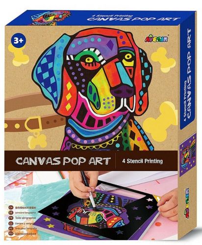 MALOWANIE SZABLONOWE PIES PŁÓTNO POP ART na Arena.pl