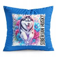 PODUSZKA NIEBIESKA PREZENT - PIES PSY PIESEK RASA HUSKY SYBERYJSKI