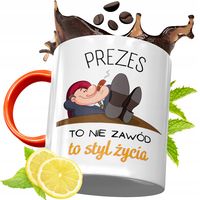 Kubek Pomarańczowy Dla Prezesa Prezent Z Nadrukiem Ze Zdjęciem