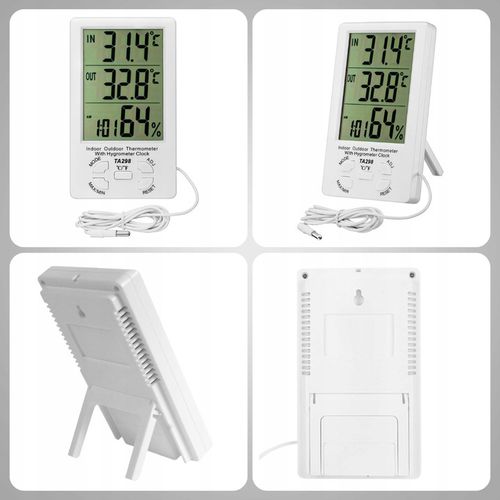 STACJA POGODOWA TERMOMETR ZEWNĘTRZNY HIGROMETR LCD ZEGAR Z SONDĄ na Arena.pl