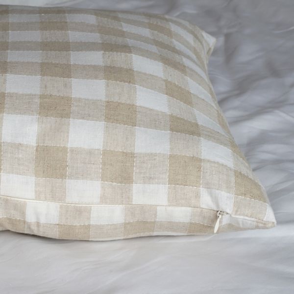 Len w beżową kratę Len biały Len beżowy na metry zdjęcie 3