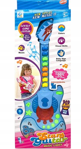 Interaktywna gitara muzyczna zabawka dla dzieci świeci melodie 8klawiszy na Arena.pl