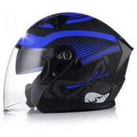 OTWARTY KASK MOTOCYKLOWY NIEBIESKI MATT SKUTER HOMOLOGACJA BLENDA XS