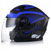 OTWARTY KASK MOTOCYKLOWY NIEBIESKI MATT SKUTER HOMOLOGACJA BLENDA XS