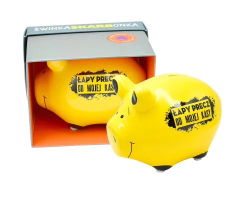 Skarbonka Świnka z napisem „ŁAPY PRECZ OD MOJEJ KASY” na Arena.pl