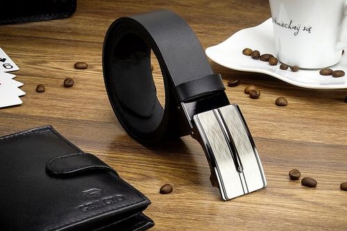 Klasyczny Czarny Męski pasek SKÓRZANY CZARNY 120cm na Arena.pl