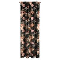Zasłona Rubens 140X270 cm czarna welwet kwiaty taśma