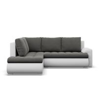 Narożnik z otomaną, lewy, BOSCO, ekoskóra, 230cm, biały, szary | TYLETEGOTU