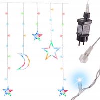 LAMPKI LED KURTYNA KSIĘŻYC GWIAZDY 2,5M 138LED MULTIKOLOR