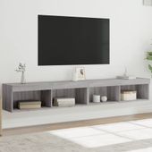 Szafki TV z LED, 2 szt., szary dąb sonoma, 100x30x30 cm