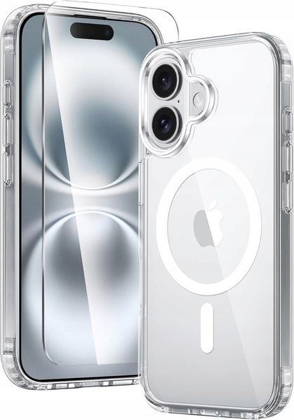 Etui Do iPhone 16 Plus +Szkło 9H WZMACNIANE 360° do MAGSAFE CLEAR CASE zdjęcie 1