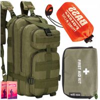 Plecak Militarny Pojemny + Apteczka Mini Zielona + Śpiwór Koc Termiczny