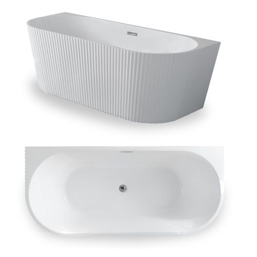 Wanna Pari 170 x 75 x 58 cm wolnostojąca przyścienna w prążki biała z przelewem na Arena.pl