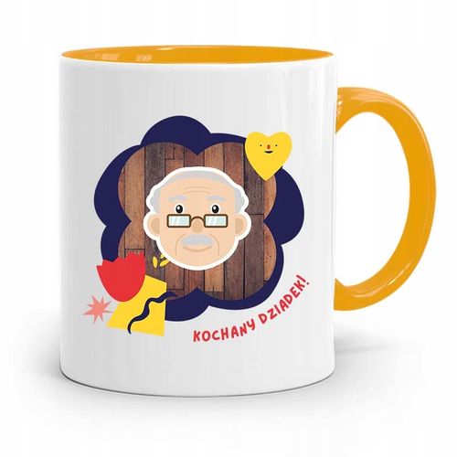 Kubek Żółty Na Dzień Dziadka Kochany Dziadek Z Nadrukiem Ze Zdjęciem na Arena.pl