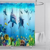 Zasłona prysznicowa, nadruk cyfrowy poliester,delfin w morzu - 180x200 cm
