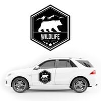NAKLEJKA NA SAMOCHÓD wodoodporna wildlife napis niedźwiedź KAMPER 35 cm