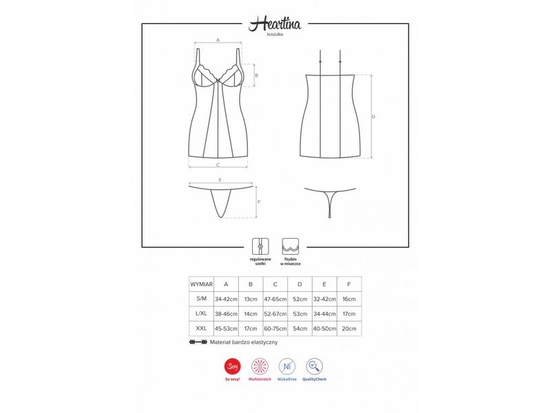 KOSZULKA NOCNA EROTYCZNA CZERWONA OBSESSIVE L/XL zdjęcie 3