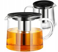 SZKLANY DZBANEK ZAPARZACZ DO HERBATY ZIÓŁ STALOWE SITKO 1,5L