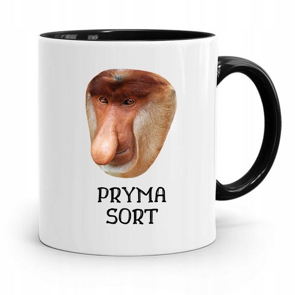 Kubek Czarny Nosacz Janusz Pryma Sort Prezent Z Nadrukiem Ze Zdjęciem zdjęcie 1