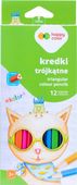 KREDKI DREWNIANE SZKOLNE TRÓJKĄTNE 12 KOL HAPPY COLOR