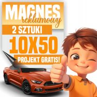 Reklama magnetyczna magnes reklamowy na auto firmowe 10x50 cm - 2 szt