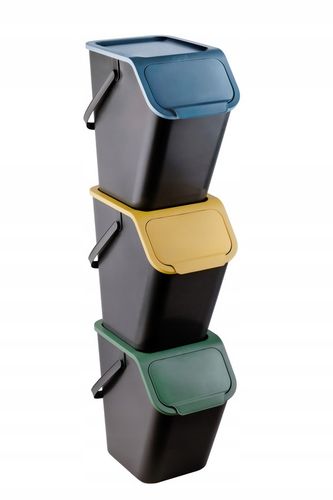 Pojemnik do segregacji odpadów kosz na śmieci metal plastik Bini żółty 25L na Arena.pl