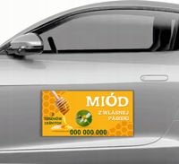 MAGNES na samochód auto reklamowy MATA MAGNETYCZNA 30x60 cm MIÓD Z PASIEKI