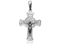 Elegancki oksydowany srebrny wisior duży krzyż krzyżyk na gruby łańcuch z wizerunkiem Chrystusa srebro 925 PT_K3016