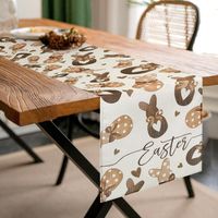 lniany bieżnik na stół wielkanocny, króliczki, easter 180 x 33cm bzk02