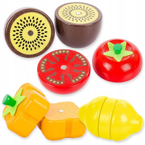 DREWNIANE WARZYWA OWOCE DO KROJENIA NA MAGNES DLA DZIECI ZESTAW XXL na Arena.pl