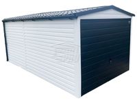 Garaż blaszany 3x5 biały brama + rynny + blachodachówka GP76