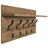 WIESZAK ŚCIENNY PANELOWY Z PÓŁKĄ LOFTOWY MOCNE HAKI 65X40CM DĄB LEFKAS