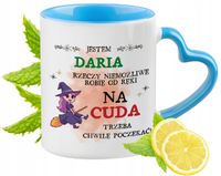 Dla Darii Kubek Błękitny Z Uszkiem W Kształcie Serca Na Prezent Z Nadrukiem