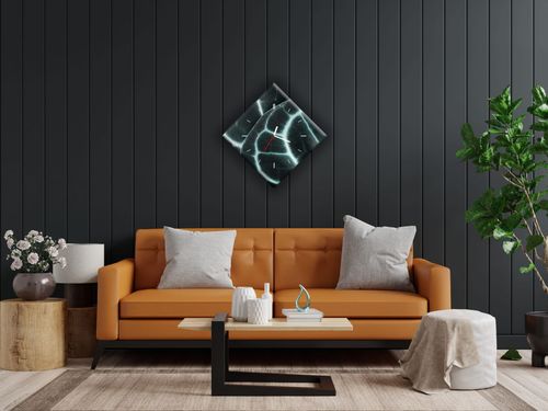 ZEGAR SZKLANY ROMB - Ciemne liście na Arena.pl