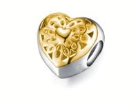 Rodowany pozłacany srebrny charms pandora serce serduszko heart ażurowy wzór srebro 925 SY029