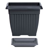 Doniczka kwadratowa Terra DKWT30 z podstawką | Antracyt, Wymiary 30x30x25 cm, Prosperplast