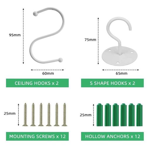 Hak Sufitowy Biały Z Haczykami 2 Szt., Śruby Kołki na Arena.pl