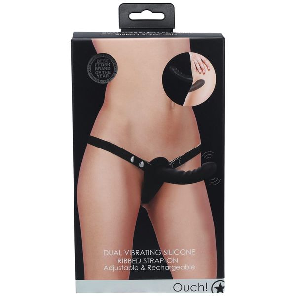 ouch!   dual vibrating   rechargeable   10 speed silicone ribbed zdjęcie 1