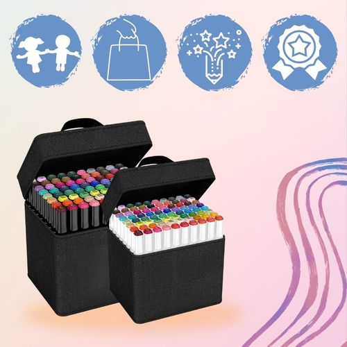 MARKERY ALKOHOLOWE 80 SZTUK PISAKI DWUSTRONNE MAZAKI FLAMASTRY + ETUI TORBA na Arena.pl