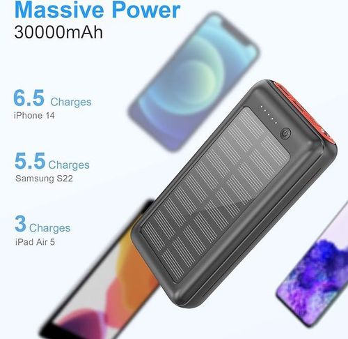 Powerbank solarny 30000 mAh 6 gniazd USB i latarka na Arena.pl