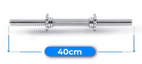 Gryf krótki 40cm hantle śrubowy 30mm chromowany stal pełny gwintowany mocny na Arena.pl